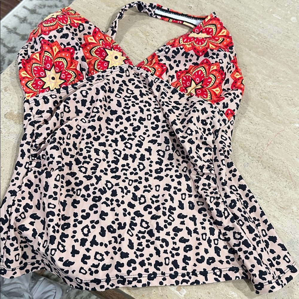 Womens Tankini Swimsuits Two piece Tummy Control Bathing Suit Modest NWT Size M - Picture 3 of 4